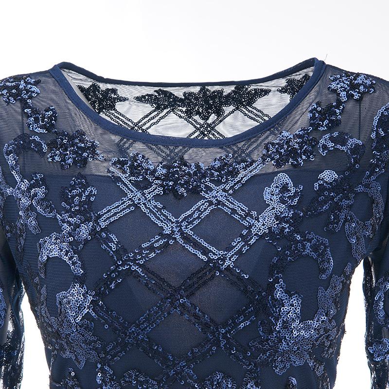 Popular retro dress bridesmaid beaded mesh sequined evening dress European and American wedding dress long dress