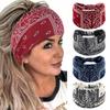 Bohemian Wide Cotton Stretch Headbands Elastic Women Headwrap New Striped Fabric Headband
