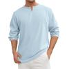 Men's Summer Solid Color Cotton And Linen V-neck Loose Long Sleeve Tops Men's Casual Fashion Long Sleeve Tops