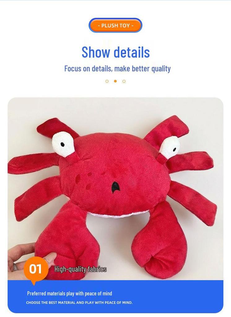 Red Crab Squeaky Teething Dog Toy with Double Pincers