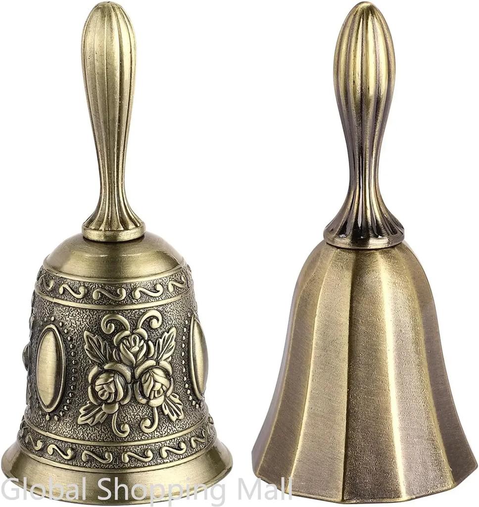 Retro Bronze Metal Bryllupsklokke Kæledyrstræningsklokker Serviceklokke Kald til Restaurant Bar Jingle Kirke Skole Klasseværelse