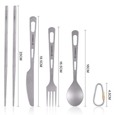 Titanium Flatware Knife Fork Spoon Set Lightweight Ti Camping Utility Cutlery Set with