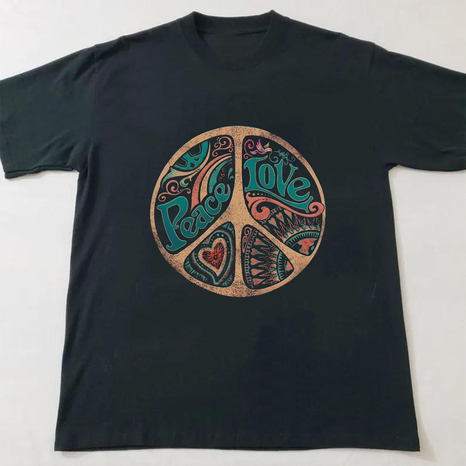 Peace and Love Shirt, Trendy shirts, Hippie Clothing, Cute illustration shirt, Cool Graphic tee, unisex S