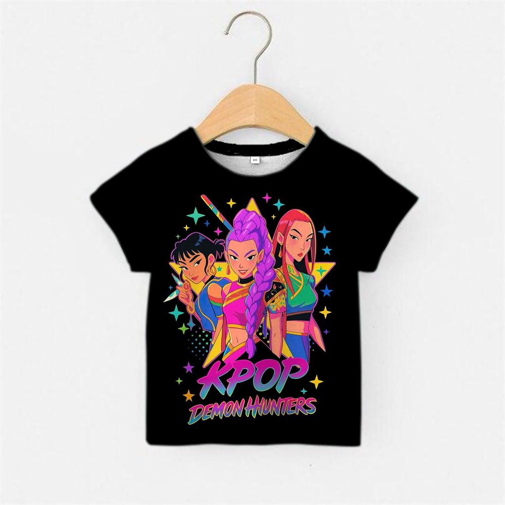 KPop Dämonenjäger Huntrix T-Shirts 3D Kurzarm T-Shirts Kind MÄDCHEN Kleidung Streetwear Grafikdruck T-Shirts