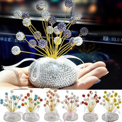 Bling Design Rhinestones Auto Interior Ornaments Self-adhesive Sticker Multicolor Car Mounted Bling Vase Compact