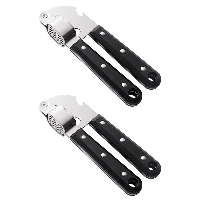 1/2PCS Stainless Steel Garlic Press Multi-Functional Garlic Press with Bottle Opener Anti-Corrosion for Creative Kitchen Tools