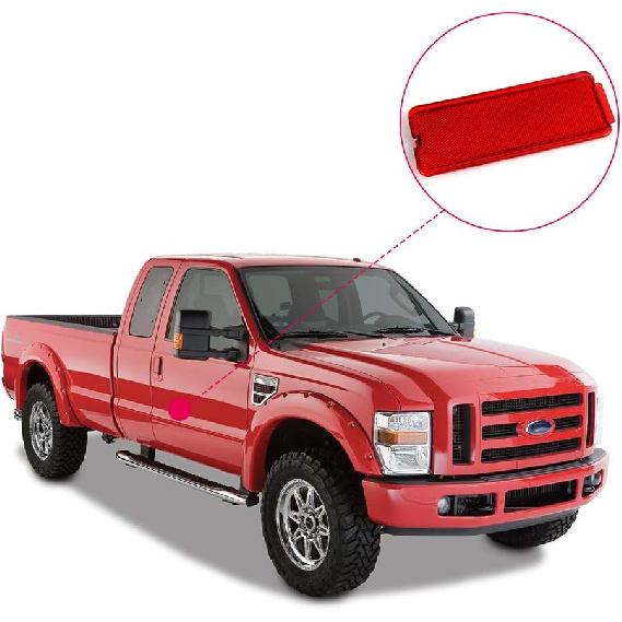 2 PCS Red Premium Interior Front Rear Door Entry Light Reflector Panels Compatible With Ford Super Duty F250 F350 F450 F550 1999-2007 / Excursion
