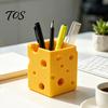 Functional Room Decor Creative 3D Printed Cheese Pen Holder, Cute Desktop Organizer, Home Ornaments Multifunctional Storage Ornament for Office