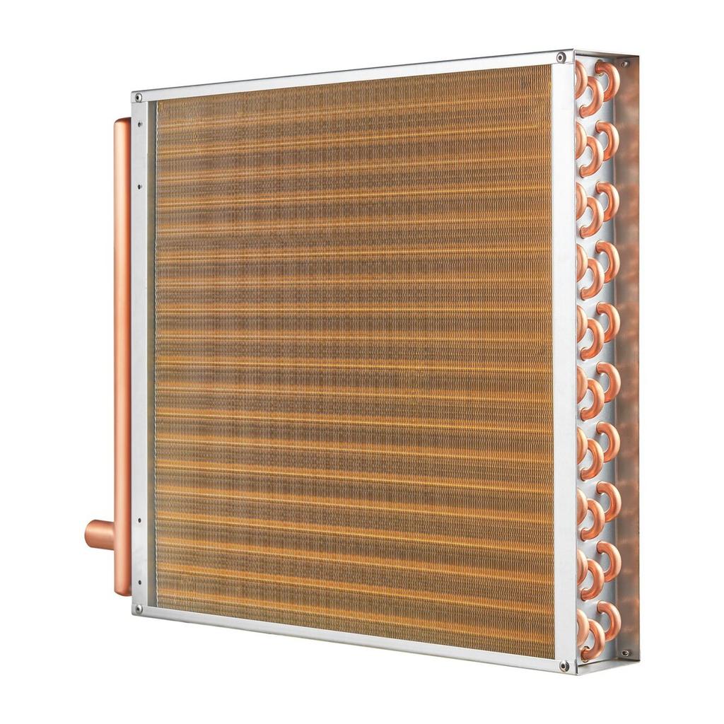 Wymiennik ciepła 20"x 20" Woda-Powietrze 3-rzędowy Miedziane króćce 3/8" 242 żeberka