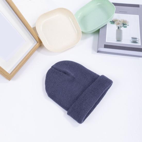 Unisex Knitting Hat Solid Color Men Women Brimless Hat Winter Soft Breathable Warm Stretchy Hat Outdoor Wear