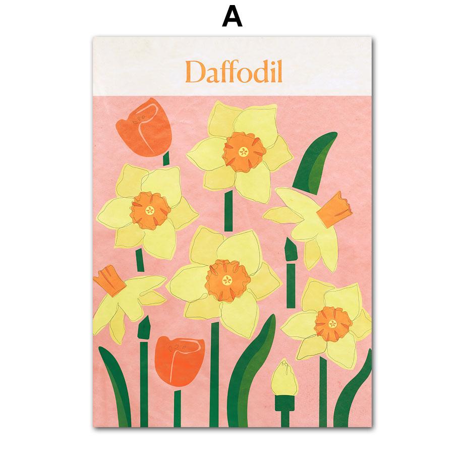 Retro Flower Market Abstract Peony Pansy Anemone Wall Art Canvas Painting Nordic Posters Prints Pictures For Linving Room Decor