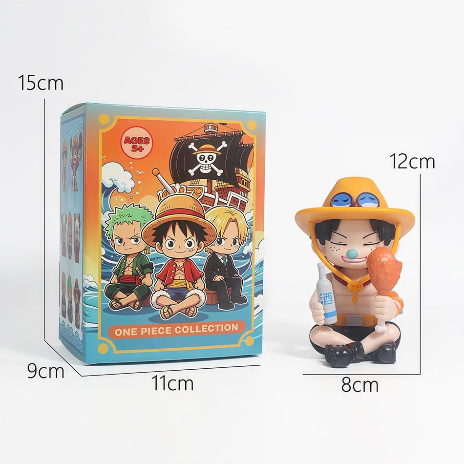 1-8Pcs One Piece Q Edition Doll Food Series Cute Luffy Zoro Ace Sanji Yamato Model Cartoon Collect Car Desk Decoration Toy Gift