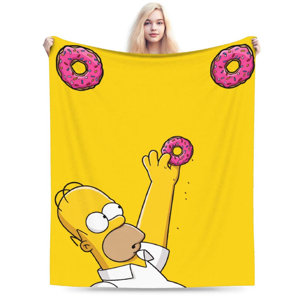 S-Simpsons Lisa Yellow Star Pattern Blankets Quality Soft Cozy Bedding Throws Winter Picnic Couch Bed Funny Bedspread