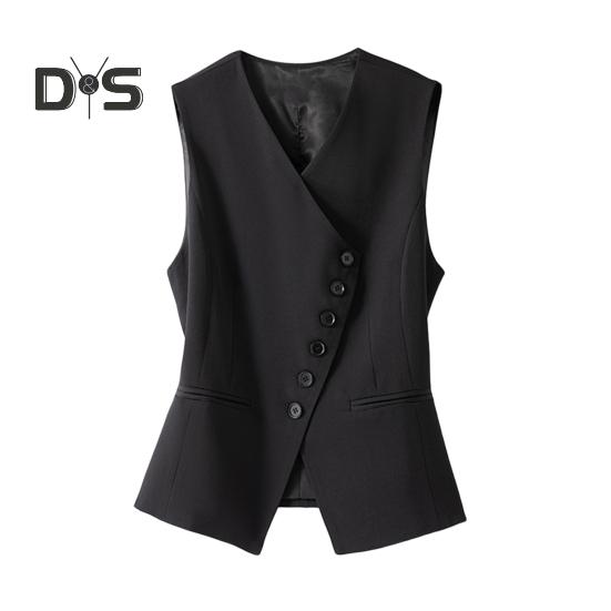 

Женский жилет, пальто без рукавов, однобортный, на пуговицах, в стиле вестерн, приталенный кардиган, пиджак, однотонный, с V-образным вырезом, формальный, деловой, в стиле леди, жилет XXL