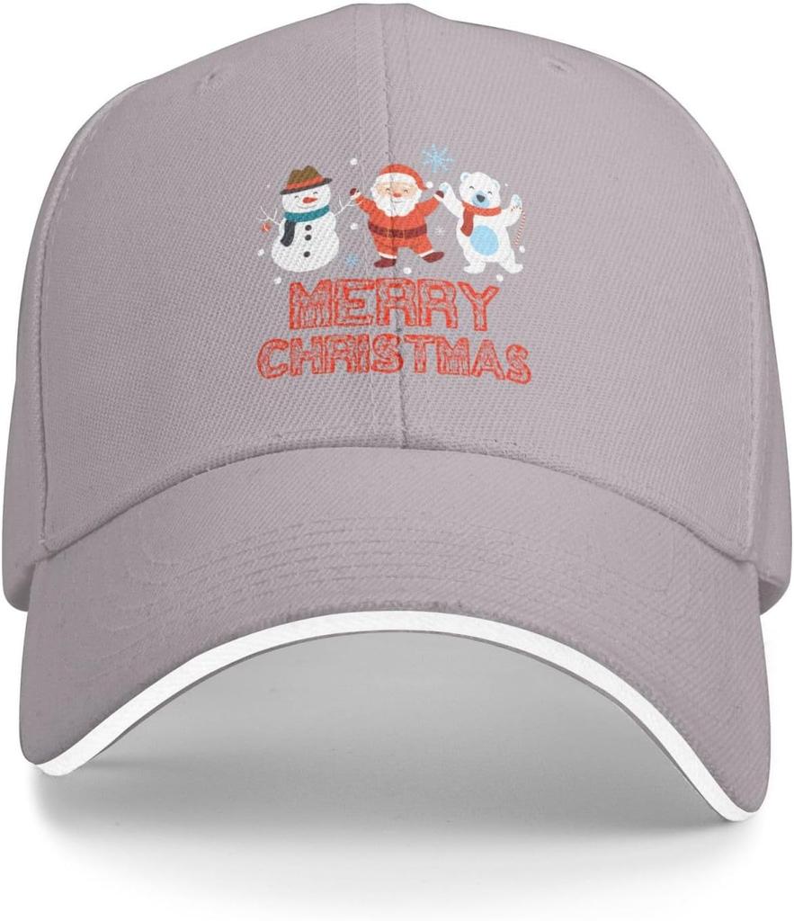Merry Christmas Santa Snowman Polar Bear Baseball Cap Polyester Adjustable Outdoor Casual Baseball Hat