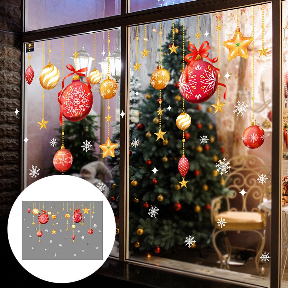 PVC Christmas Window Stickers Featuring Snowflakes and Balls for Seasonal Home Decoration on Windows and Walls
