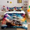 Colorful Ship Wall Art Set Multiple sizes kid's and adults' bedroom Exquisite 3PC bedding set gift