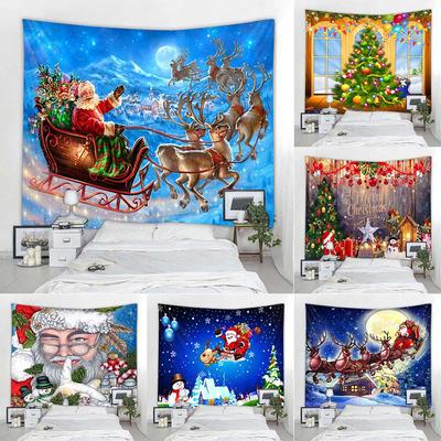 Spálňa obývacia izba internátna dekorácia na stenu Vianočný gobelín nástenný záves Santa Claus vianočný stromček krb Gobelín z losov