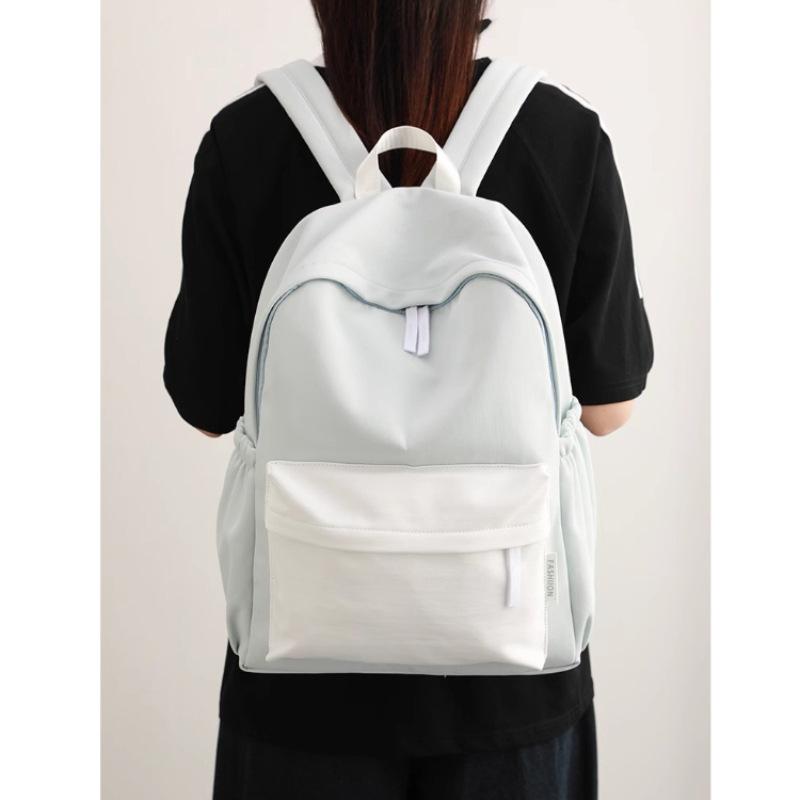 Simple Solid Color Backpack 2025 New Female College Student Schoolbag Large Capacity Junior High School Student Backpack Computer Bag