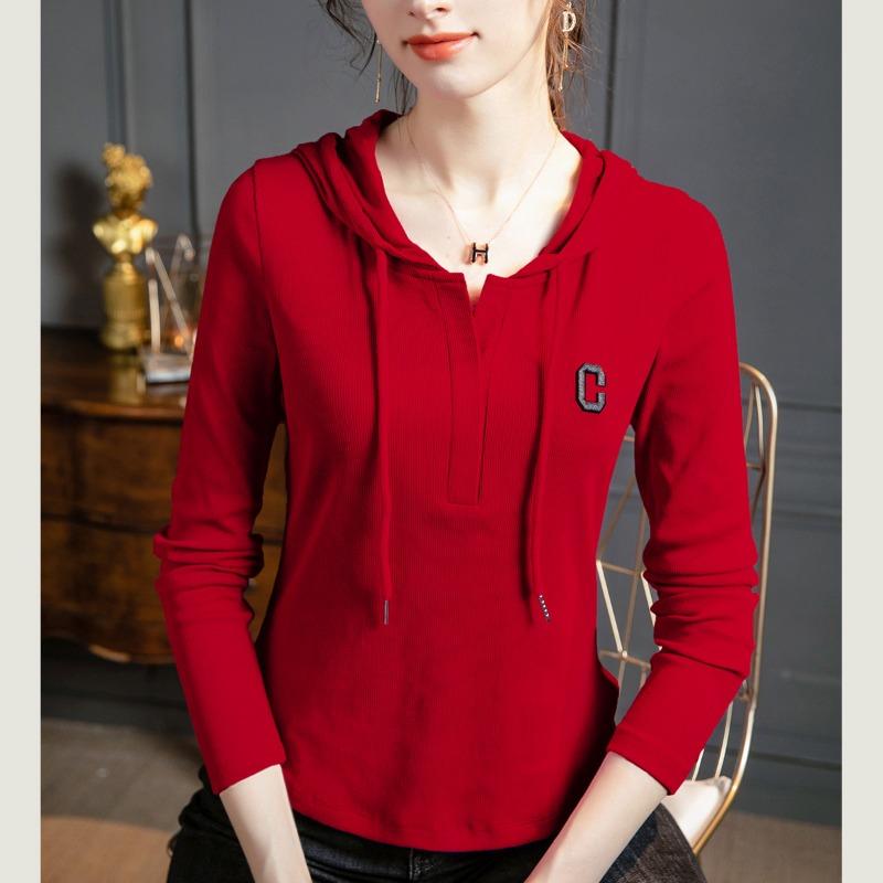 Autumn women's new long-sleeved sweater women's casual hooded t-shirt letter versatile t-shirt top women