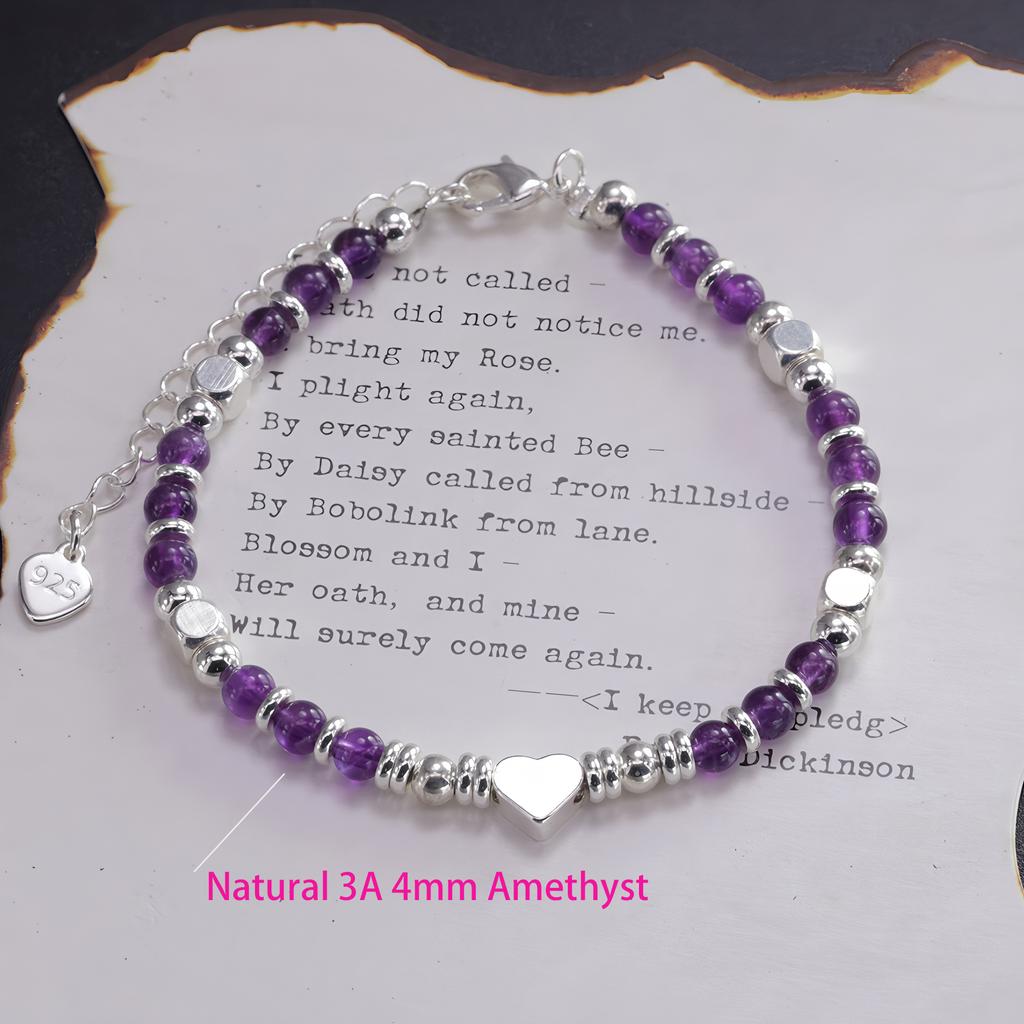 925 Silver Double Love Heart Hollow Round Beads Bracelet Female Fashion Romantic Jewelry Classic Adjustable