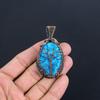 Tibetan Turquoise Pendant, 999 Copper Wire Wrapped Gemstone Jewelry, Handmade Pendant, For Thanksgiving