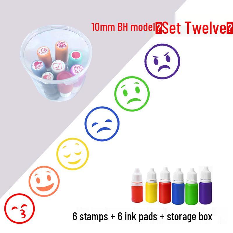 Children's Reward Stamp Set: Cartoon Teacher Small Red Flower Stamps for Kindergarten and Primary School