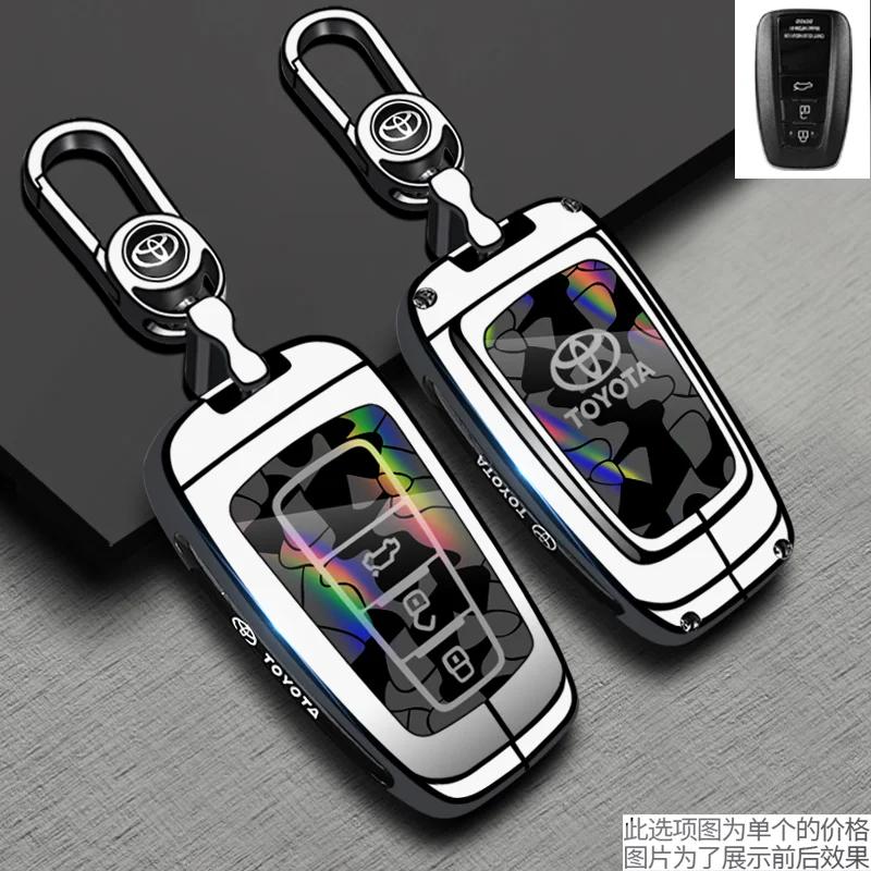 Handmade Cowhide Genuine Leather Key Case for TOYOTA Camry Hanlanda Car Key Protection Sleeve with Keychain - Protective Shell