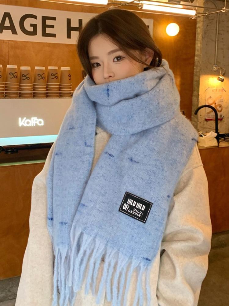 New Women'S Solid Striped Scarf Winter Warm Soft Fringe Shawl Korean Fashion Colorful Thick Wrap Scarves For Ladies Male Unisex