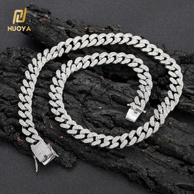 NUOYA Trendy Rapper Jewelry Iced Out Diamond 12mm Cuban Link Chain Necklace 18K Cold Plated Necklace for Men Customizable Logo