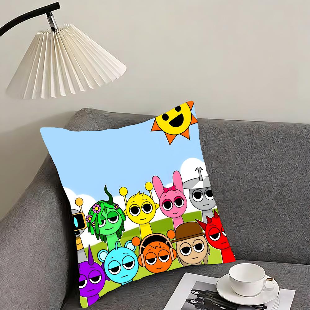 

SSprunki Cartoon Cushion Cover Pillowcase Ultra Soft Skin Friendly Fabric Cloud Like Comfort Concealed Zipper 30x30cm