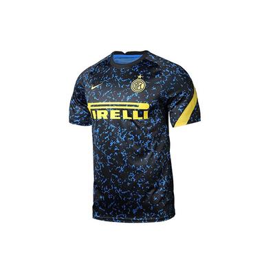Camiseta de Manga Corta Pre-Partido del Inter de Milán Temporada 2020/2021 Hombre Tops Azul Negro CD5815-414