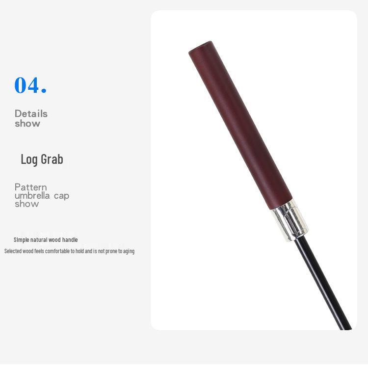 Luxurious Solid Wood Long Handle Umbrella - Men's Reinforced Extra Large Retro Wind & Storm-Proof Dual-Use Umbrella