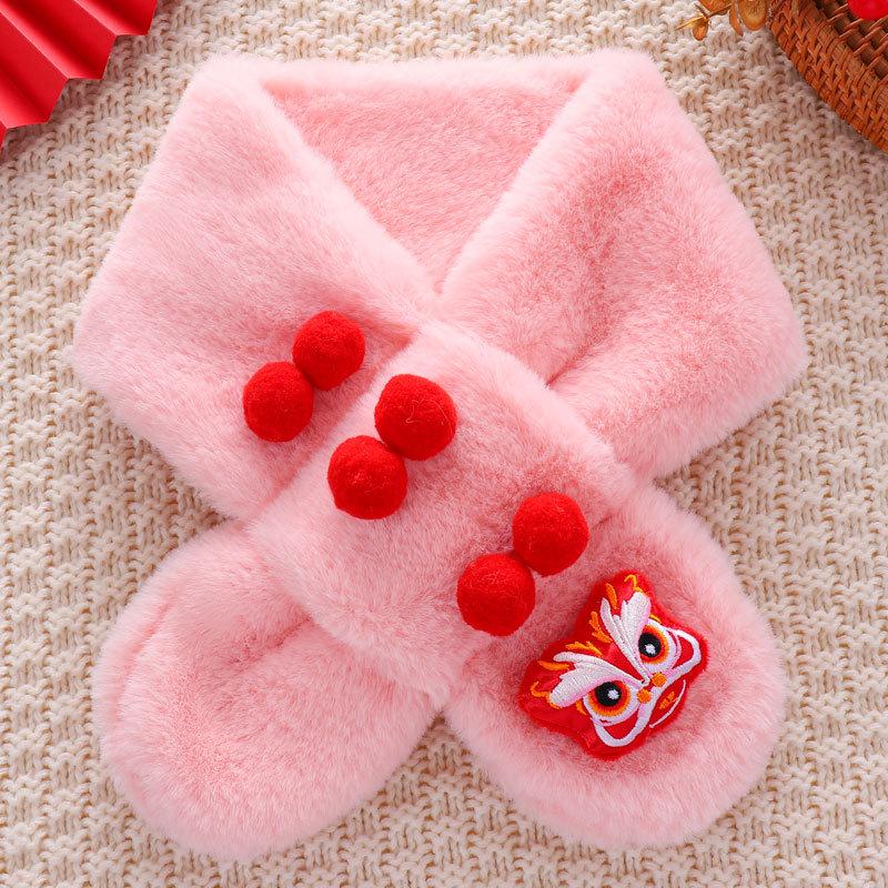 Festlicher Plüsch-Nian-Biest-Schal für Kinder - Dick, warm, niedlich und weicher Halswärmer für Babys