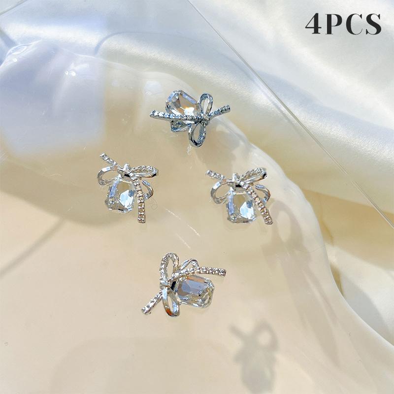 

4 шт. кристальный бант блестящий ноготь алмазный стереоскопический рисунок для ногтей украшение аксессуар накладки для ногтей белый