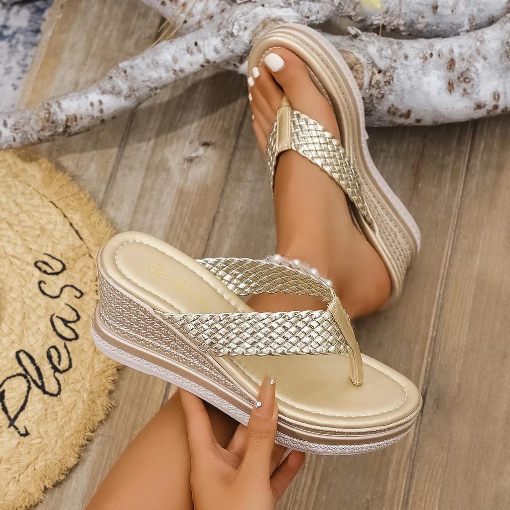 Fashion Women Slippers Wedge Thick Bottom Sandals Flip-flops Fashion Women Shoes Platform High Heels Slippers Ladies 2025 Slides Women