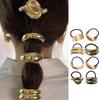 4pcs Metal Hair Ties Geometric Elastic Hair Ropes Fashion Gold Hair Cuff Wrap Decorative Hair Bands Ponytail Holders for Women