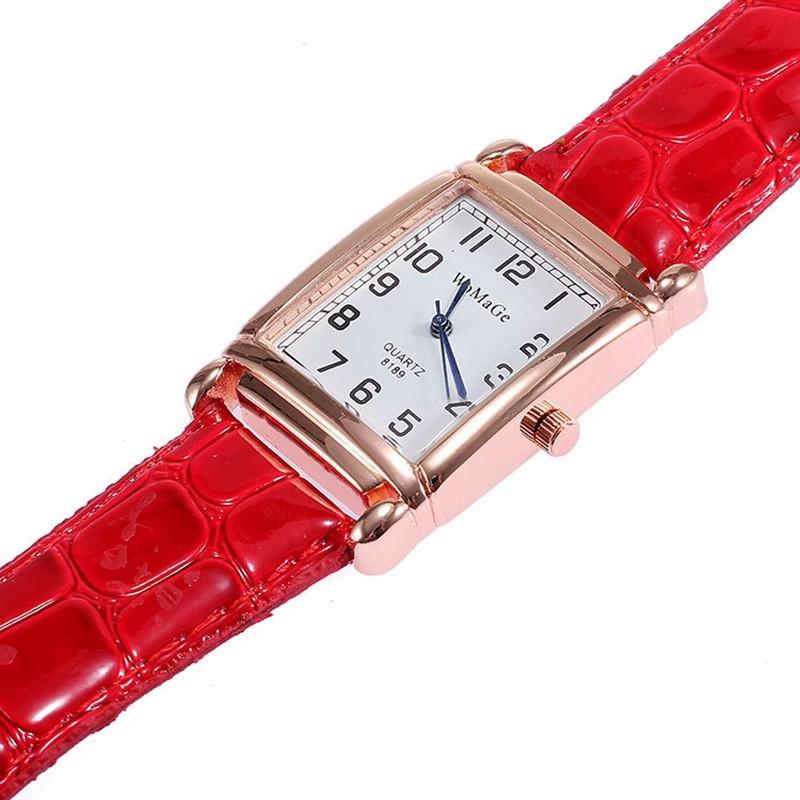 Women Watch Square Quartz Wristwatch Rectangle Leather Female Clock