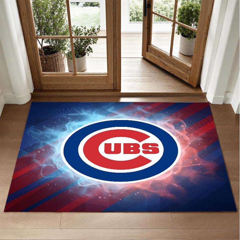 Chicago Cubs Design Crystal Velvet Rug Soft Decorative Mat for Bedroom Entrance
