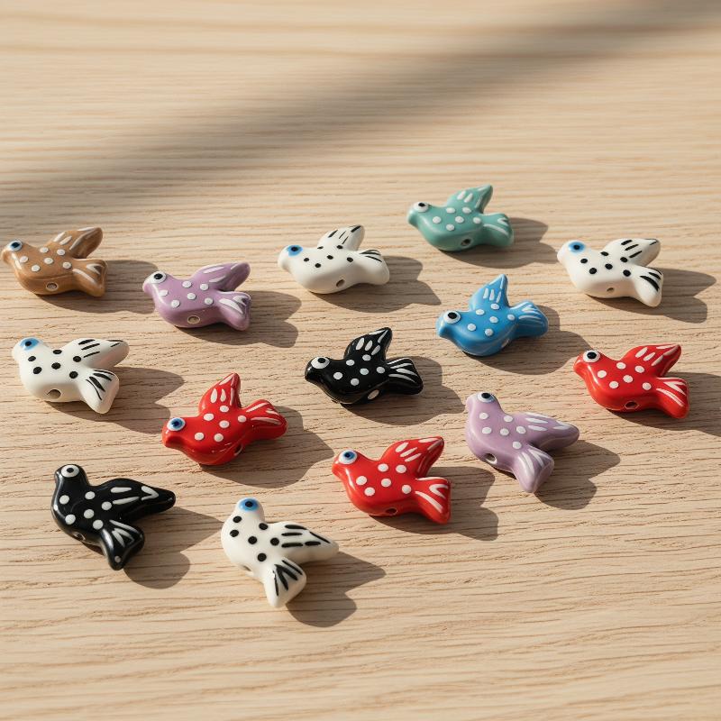 Fredsdue Keramisk Fugleformede Perler DIY Halskjede Øredobber Smykke Tilbehør Anheng Løse Perler For Håndarbeid