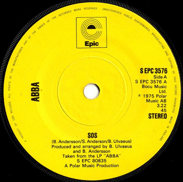 

7-дюймовая пластинка ABBA - Sos / Man In The Middle SEPC3576 Epic 1975 UK Поп Б/У