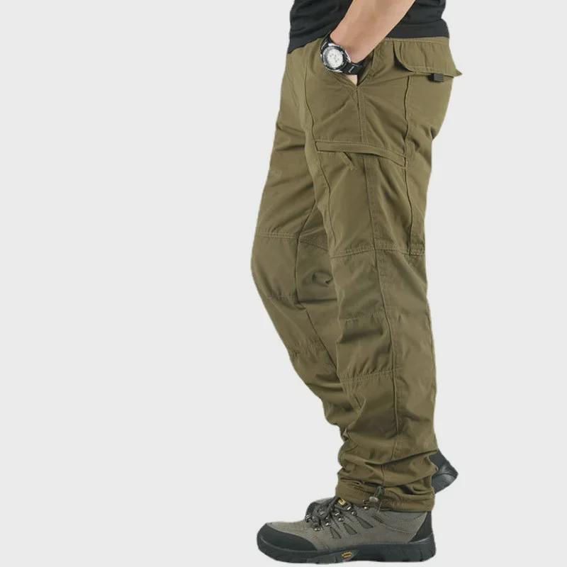 Męskie Spodnie Bawełniane Casualowe Plus Aksamit Grube Ciepłe na Jesień i Zimę