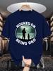 Unisexs Crew Neck T Shirt Hooked On Being Dad Fishing Silhouette Graphic Short Sleeve Casual Cotton Outdoor FisherUnisex Street Tees