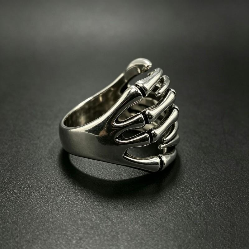 Adjustable Open Ring With Vintage Bone Claw Design Punk Gothic Style Copper Jewelry Men Women