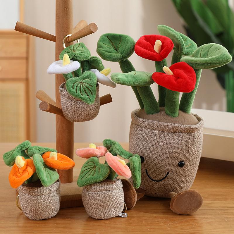 Artificial Potted Green Plants Plush Toys Backpack Key Pendant Super Soft Dolls Comfort Pillow Cartoon Girls Boys Birthday Gift