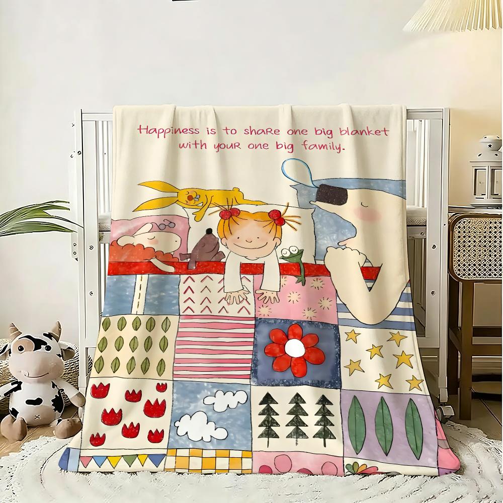 cute cartoon funny girl art c-cocos chan Throw 240g Flannel Blanket Lightweight Soft Skin-friendly Summer Thin Throw Blanket