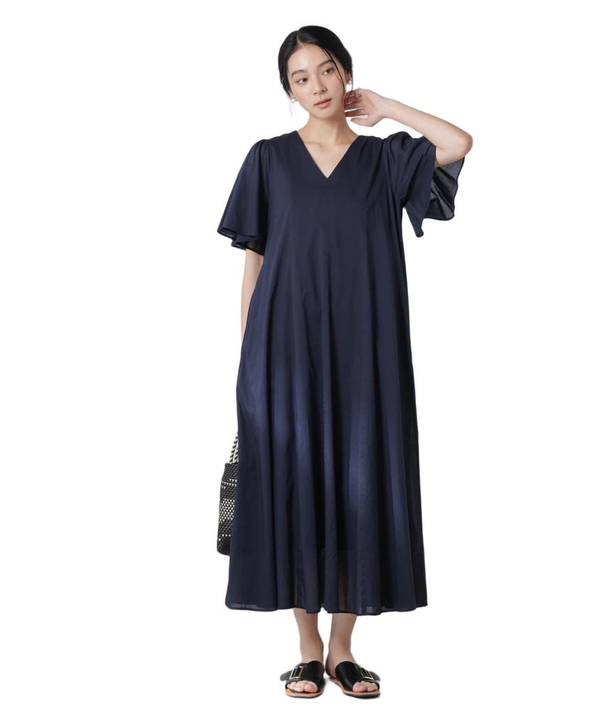 Nano Universe Made in India Cotton Flared Size S Dress, Women's, (120), Navy, 669-5119303