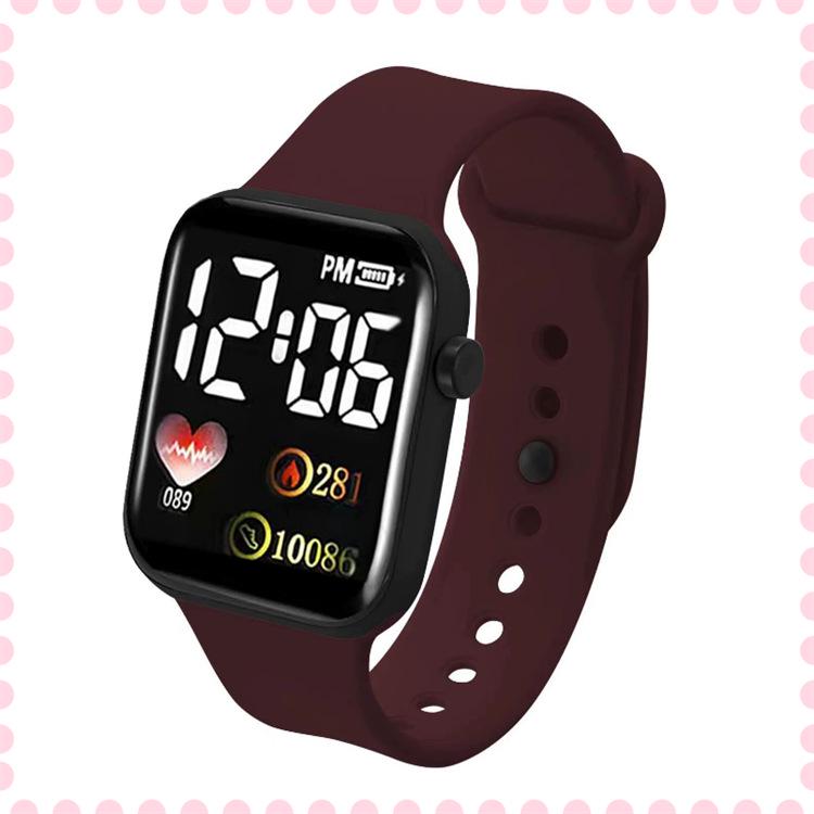 YI Love Heart LED Sports Watch - Fashionable Square Design for Students