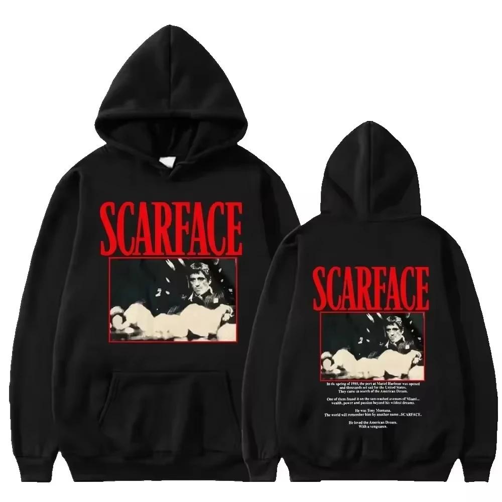Tony-Montana-Hoodie mit dem Filmmotiv „Scarface“ für Damen und Herren, lässiger Retro-Hip-Hop-Punk-Hoodie, Streetwear im Hip-Hop-Stil