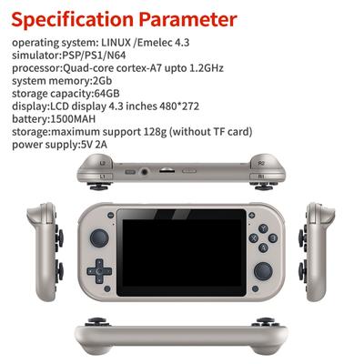 Console de jeu portable M17, écran HD 4,3 pouces, système EmuELEC à quatre cœurs, 64 128 Go